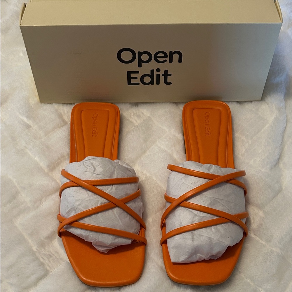 Open Edit Women's Strappy Bright Orange Sandals size 9.5 - Picture 2 of 8